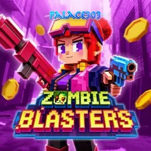 Tampilan visual slot Zombie Blasters dengan tema retro arcade